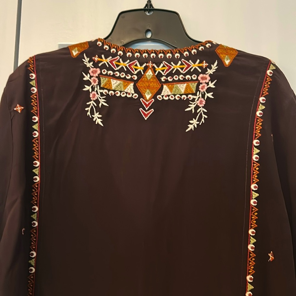 Johnny Was Dark Brown Embroidered Dress/Tunic - Picture 7 of 10